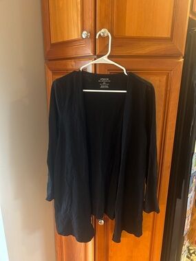 Chico's The Ultimate Tee Black Open-Front Lightweight Cardigan, pockets, size 1